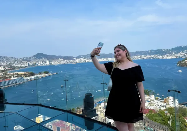 Selfie con la bahía de Acapulco